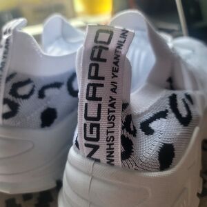 White and Black Patterned Women's Sneakers